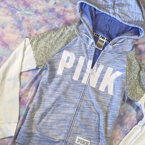 PINK Victoria's Secret Tops - 🎀[ VS PINK ] Colorblock Logo Zip-Up Hoodie
